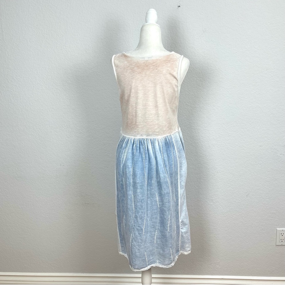 Vasna Cotton Linen Blend Ombre' Blue Midi Dress Size M - Picture 4 of 8